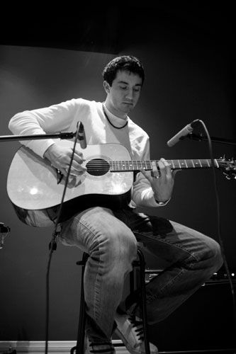 Me laying down an acoustic track for a Riley James