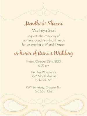 mendhi invitation