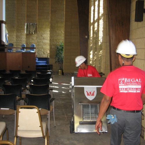 Placing equipment in a damaged house of worship