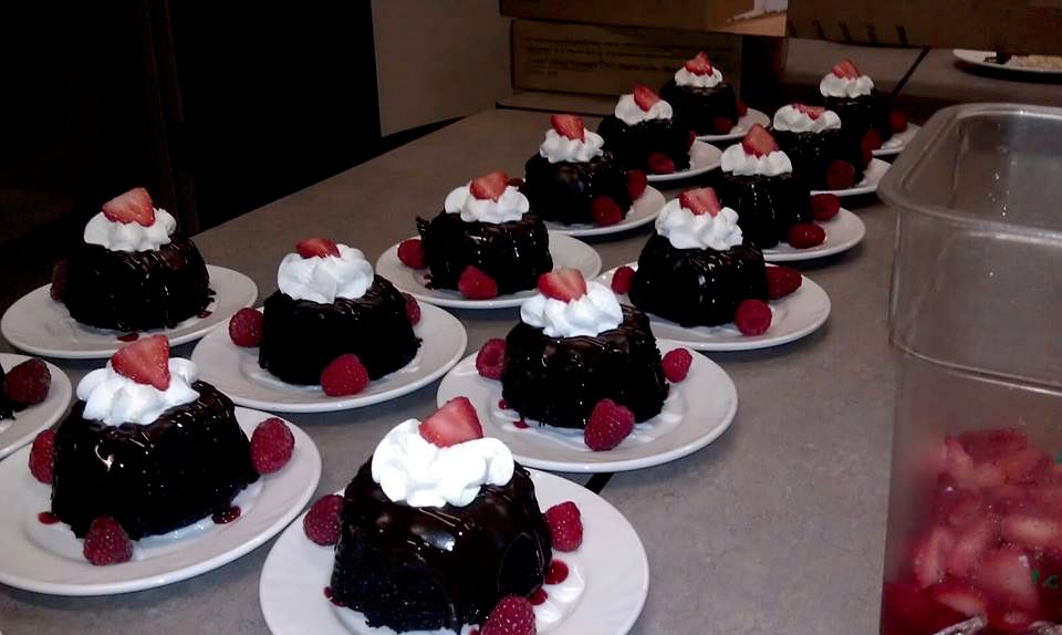 chocolate mini bundt cake with fresh berries and h