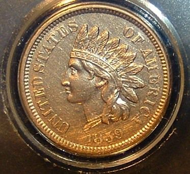 1859 Indian head coin. Beautiful clear, crisp coin