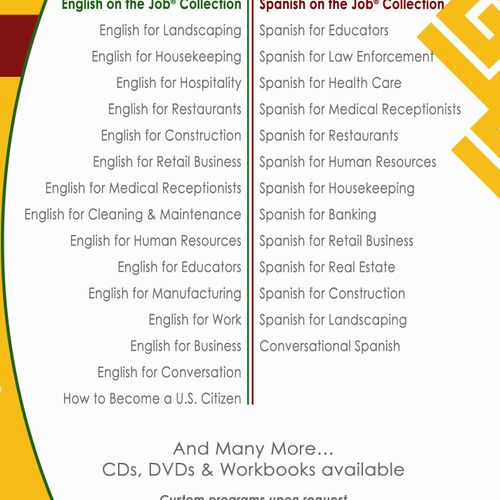 List of Current Language Programs
Customized Progr