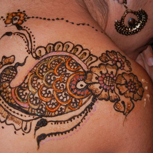 Henna on Back with Glitter