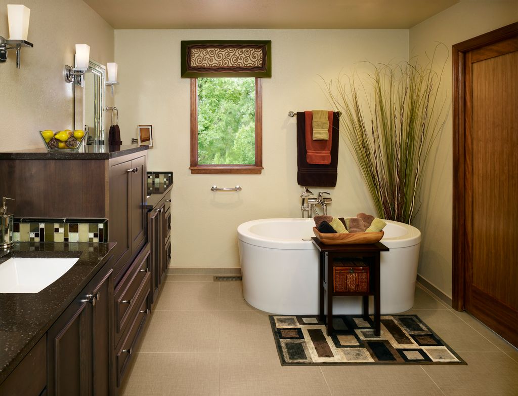 Modern master bath with Universal design elements