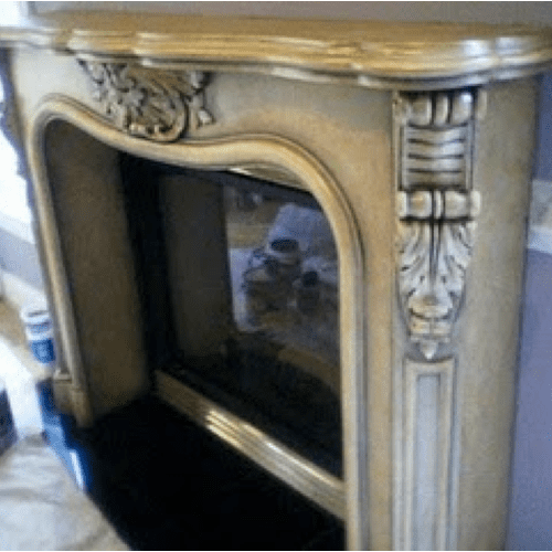 faux finish a white fireplace