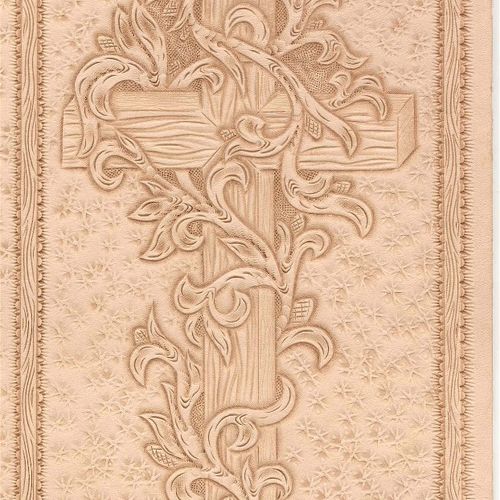 Bible Cover Cross -- HAND-TOOLED