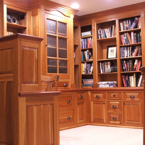 Custom office Cabinetry in Cherry