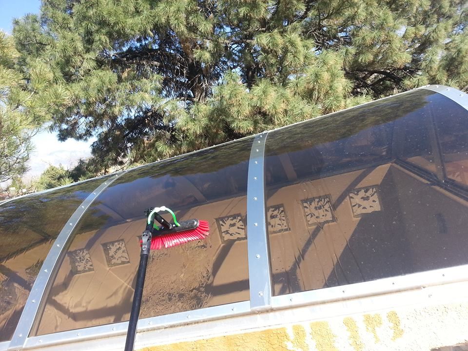 Atrium roof cleaning at residential location.