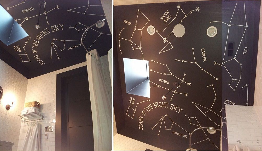Night Sky ceiling mural made to look like the styl