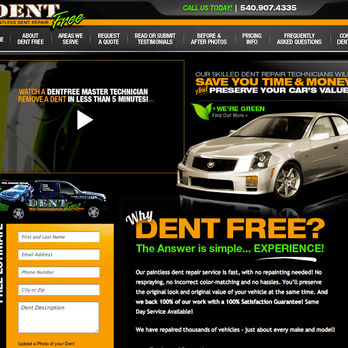 Dent Free Paintless Dent Removal website and mobil