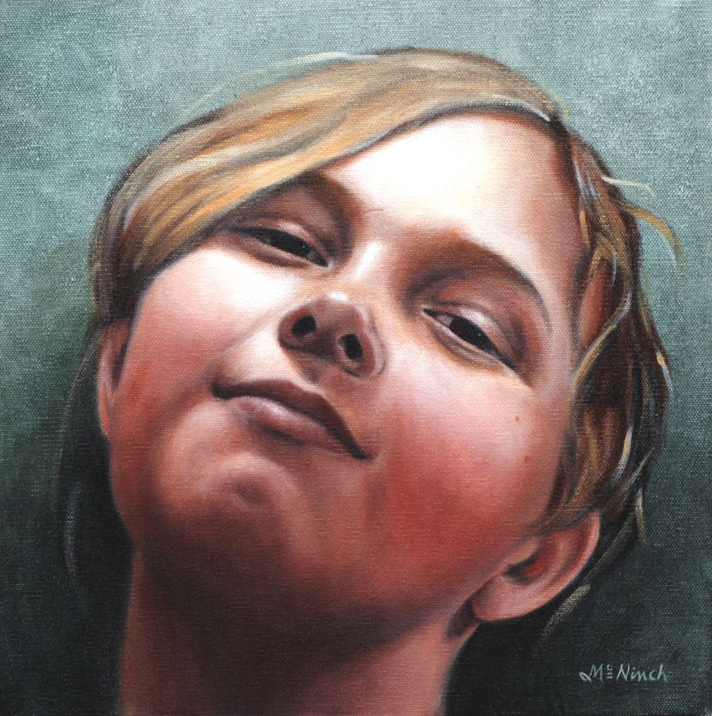 "Half Pint," oil, 12x12