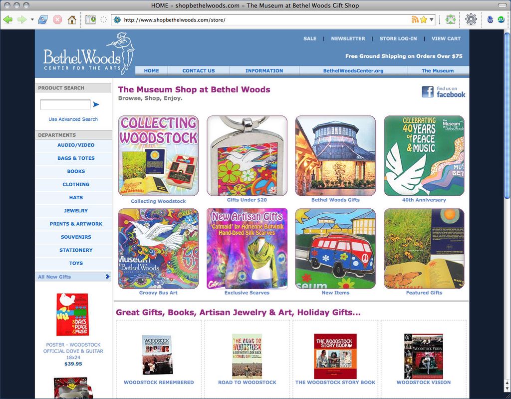 Screen-shot: shopbethelwoods.com - I emulated the 