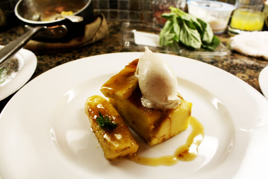 Banana Bread Pudding with Toasted Almond Ice Cream