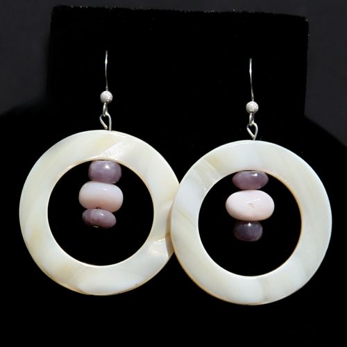 White shell and white and pink opal earrings.

 Th