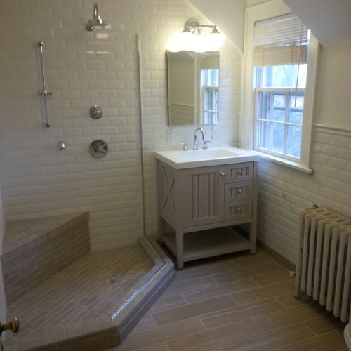 Nearly finished bathroom in a 85 yr old house on t