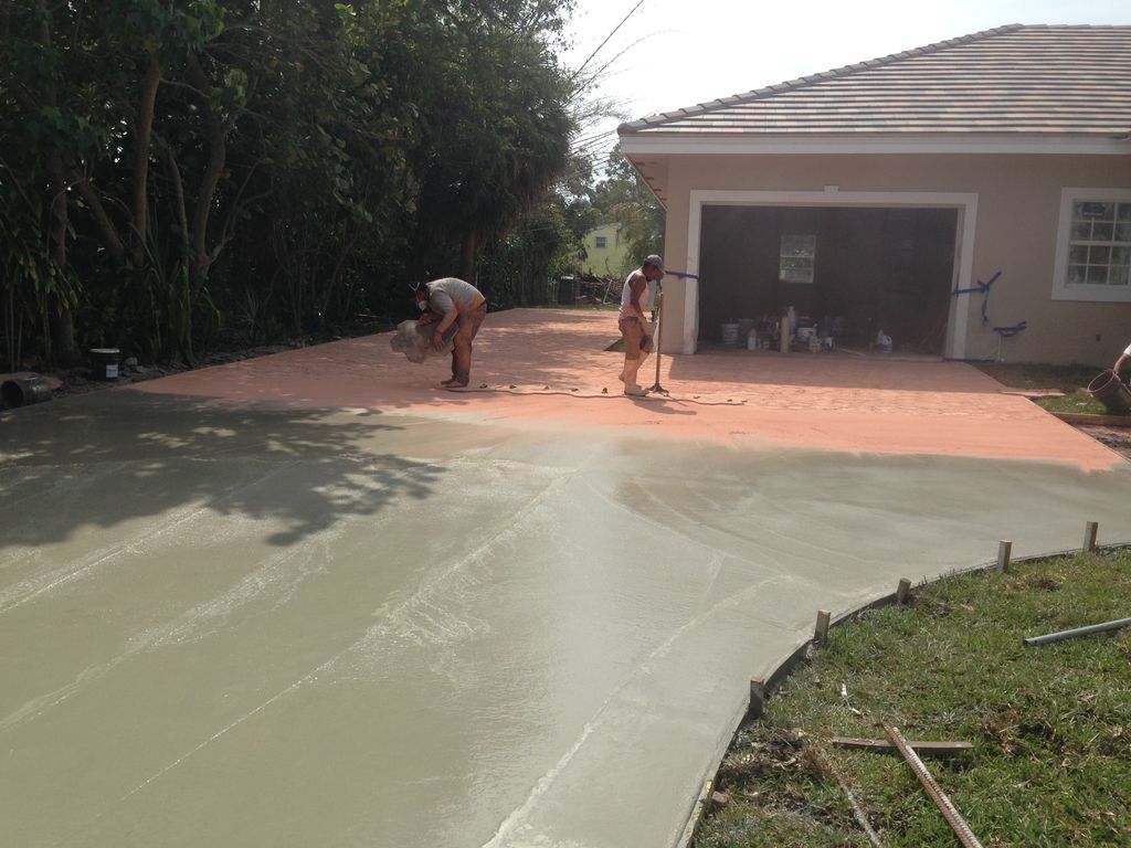 Pouring a stamped concrete driveway