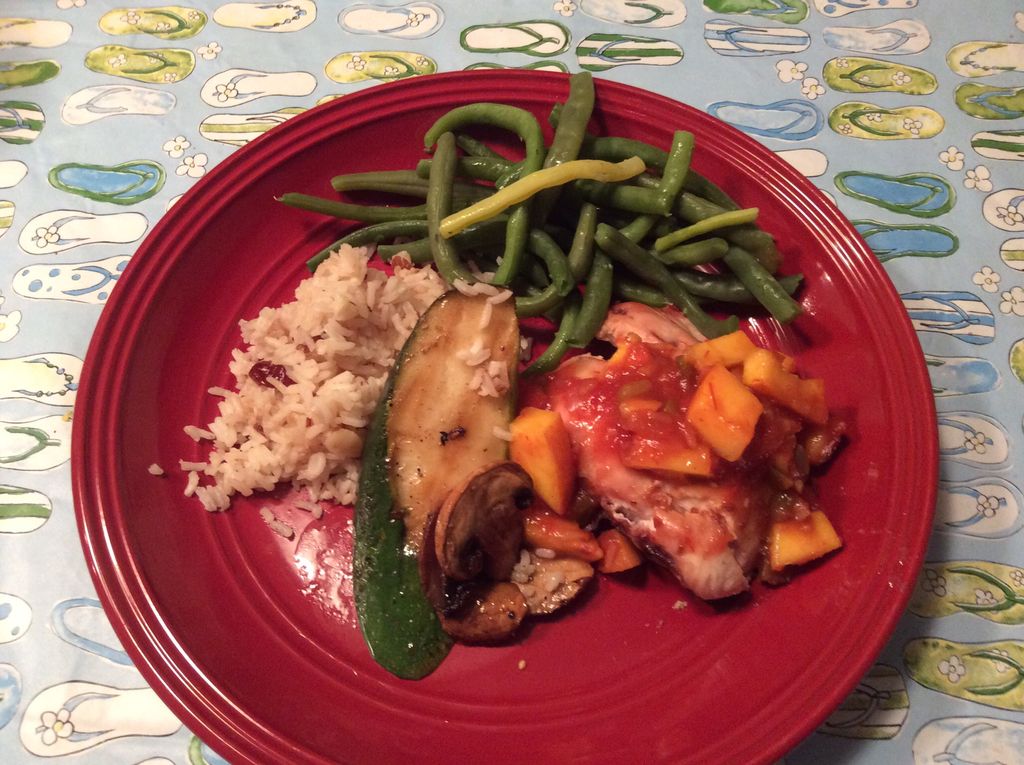 Fresh Mahi Mahi with Mango Salsa Coconut water Ric