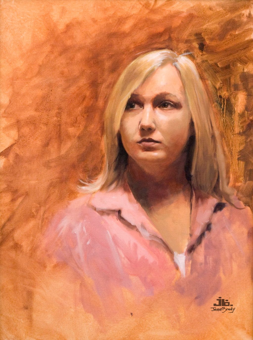 This is a serious oil portrait on canvas. As a ver