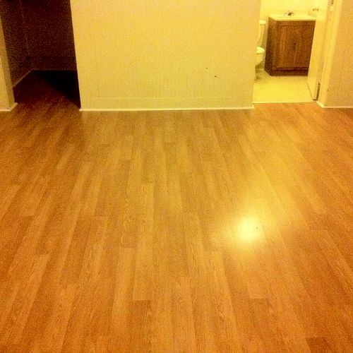 A Floor done in 6" Laminate flooring