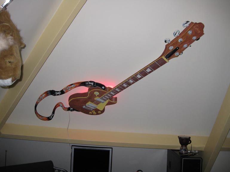 Favorite guitar on a ceiling