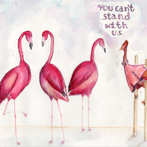 "Mean Gulls"
2015 Watercolor and Ink