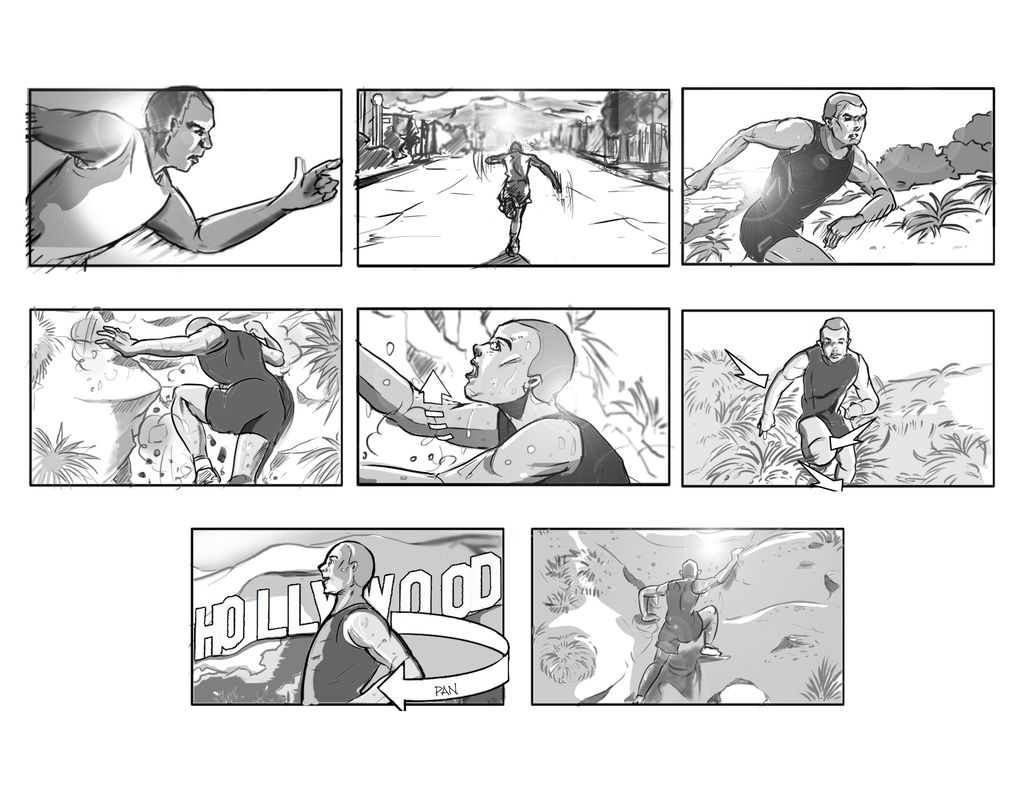 Storyboard for a commercial. Based on the script a