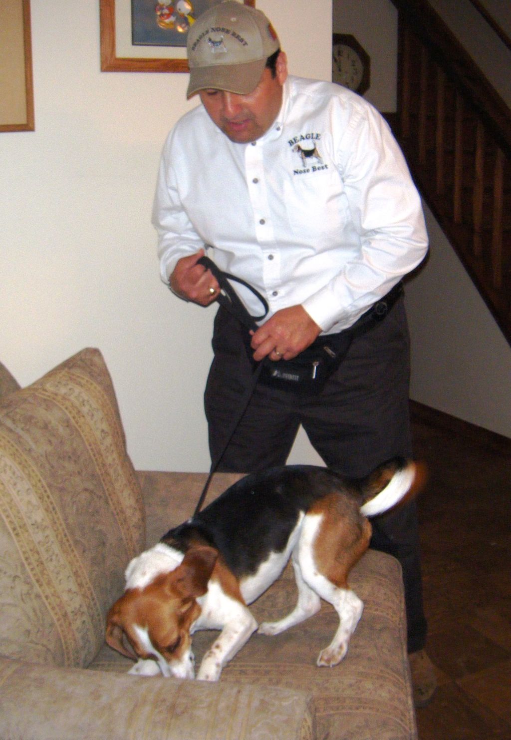 Barney inspects a chair and a moment later begins 