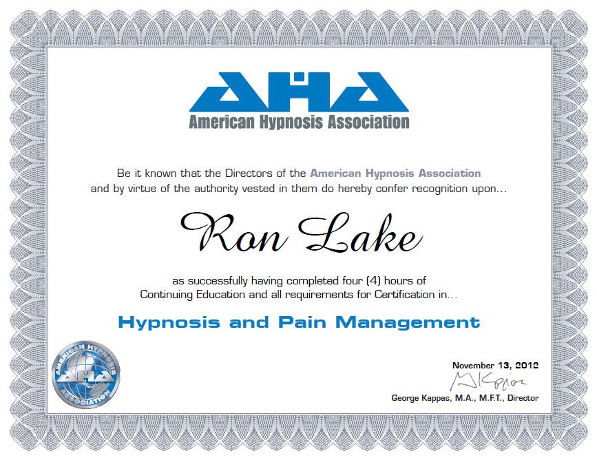 Certification in Hypnosis and Pain Management
