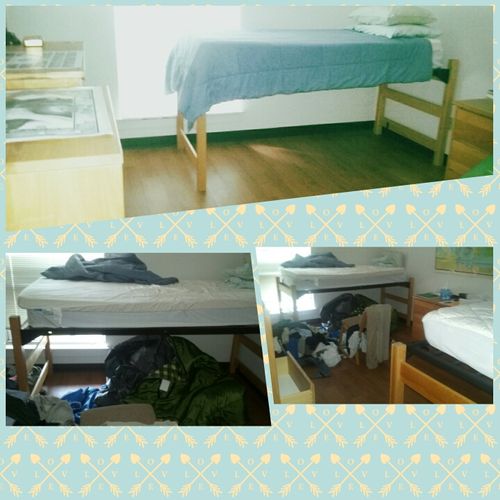 Before and after pictures of the dorm room!