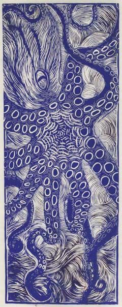 Henri the Octopus
16 x 36 
woodblock on paper