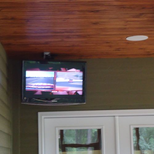 Mounting TVs outside on a porch or patio is becomm