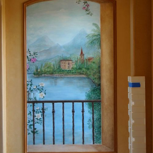 Lake Como Italy window mural for private residence