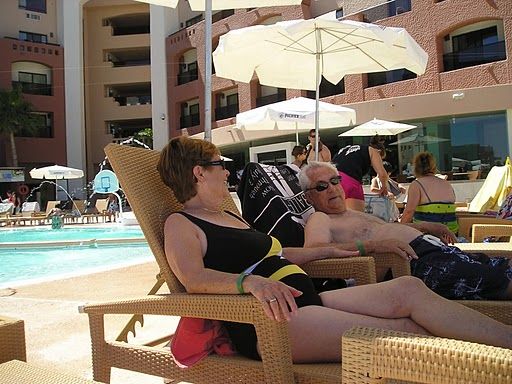 Guests enjoying the pool