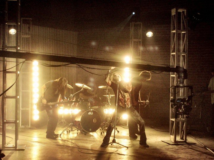 Trussing, lighting, backline and actors for music 