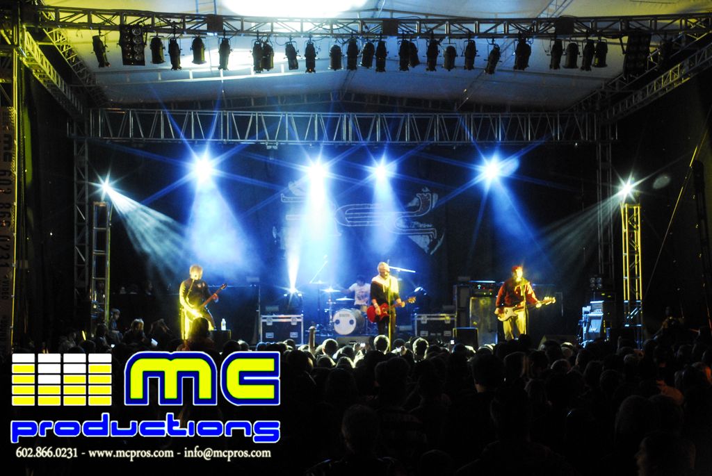 Large stage with roof. We provide full concert lig