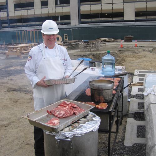 Chef Kevin feeding the crew at a construction site