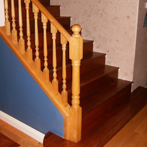 solid brazilian cherry staircase with curved start
