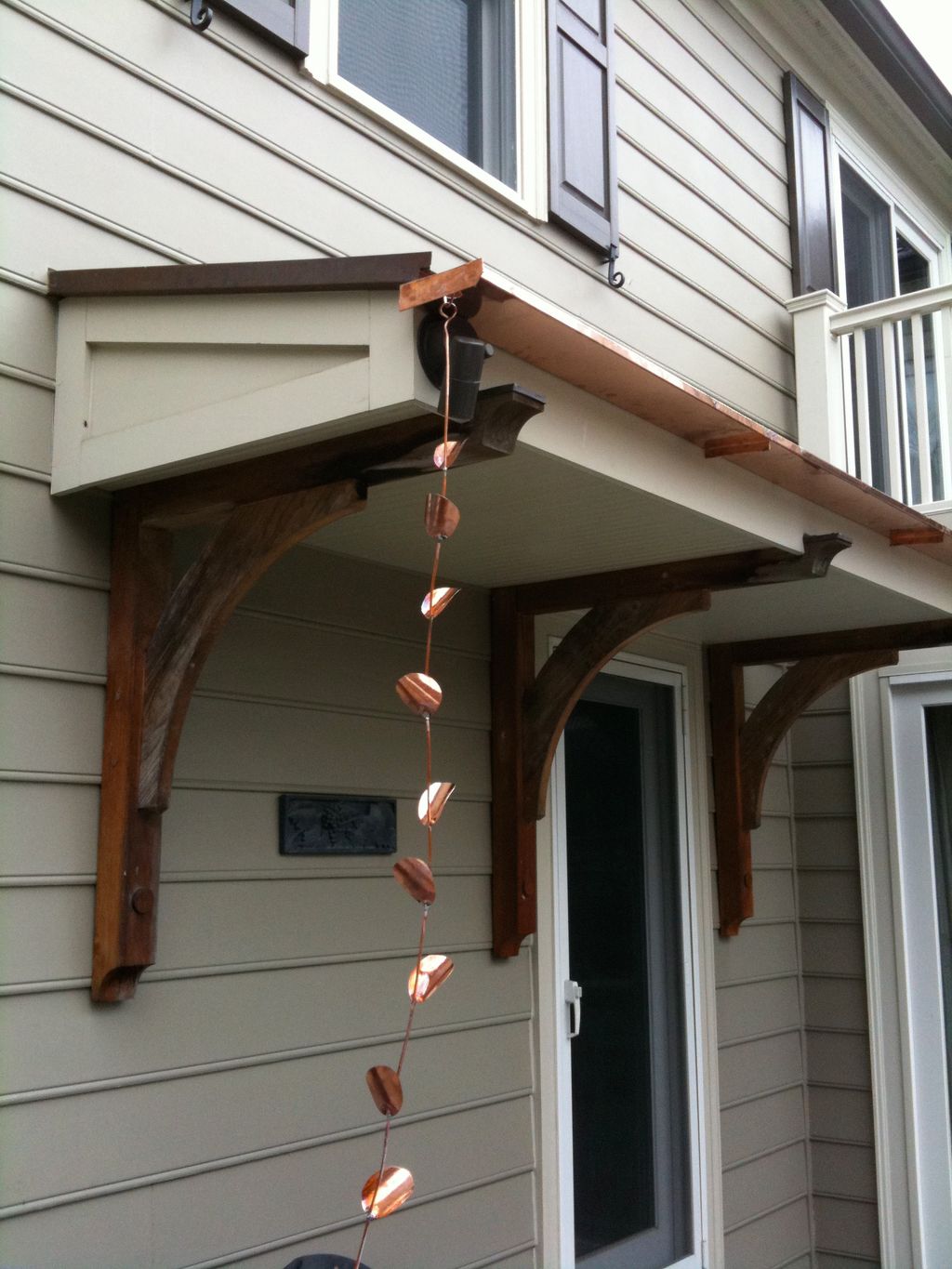 Custom made gutter with copper rain chain we made 