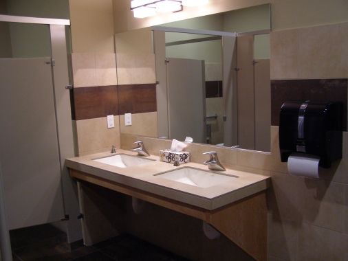 Bathrooms: 
They look good when they are clean.
Mo