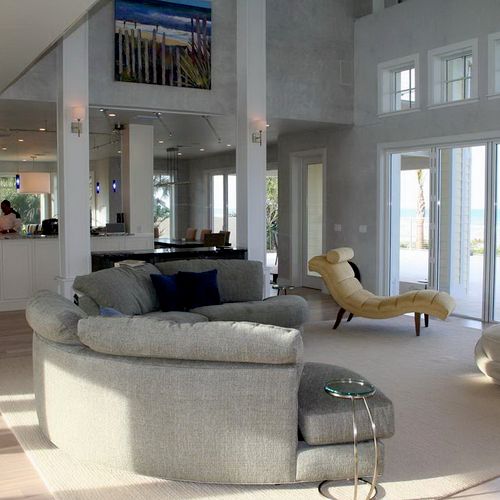 Contemporary living room designed for entertaining