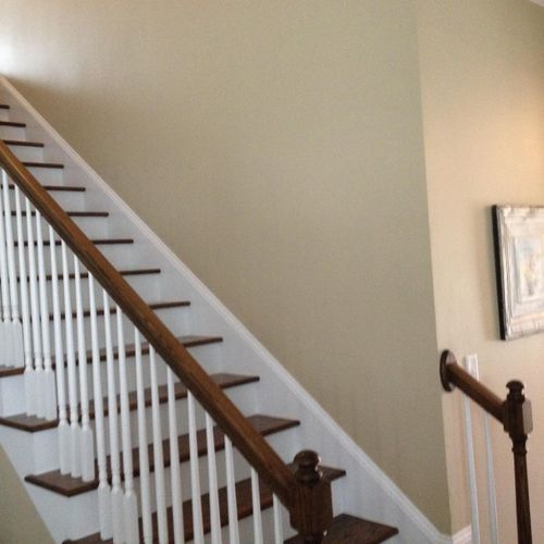 Makeover for stair risers and stairwell walls