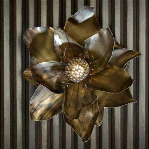 Lotus light hand fabricated from brass and bronze.