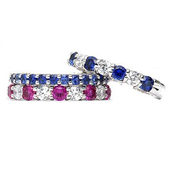 Color stone and diamond bands