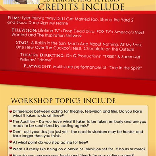 "MORE THAN ACTING" Workshop Flyer - 7/27/11