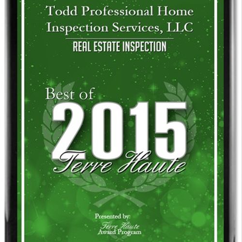 2015 Best of Terre Haute Award for Best Home Inspe