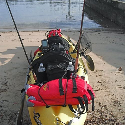 One of our fully rigged fishing kayaks
