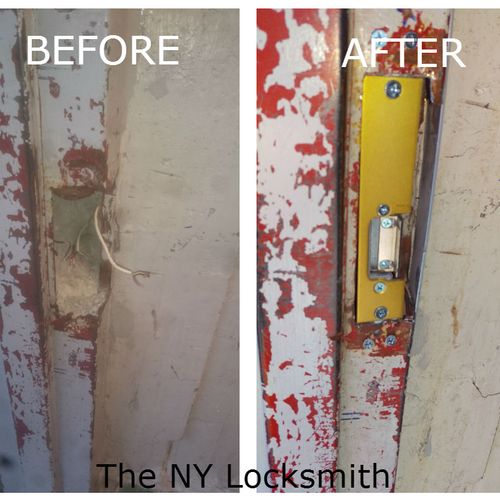 Before and After of a building's front door's fram