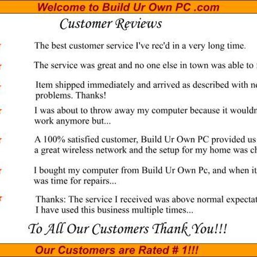 Build Ur Own PC .com PC Repair Shop, Great Custome