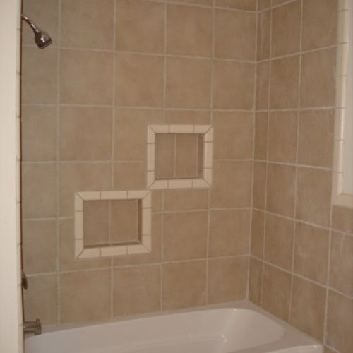 Bathroom Addition Remodel, Custom Tile, New Tub, F