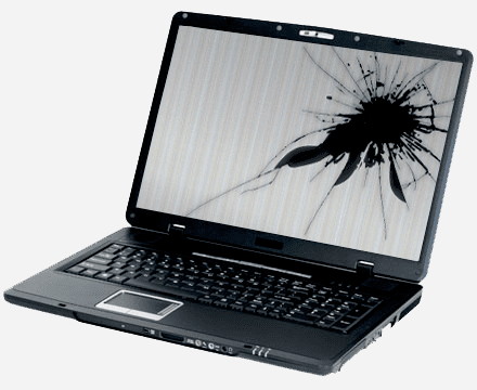 Cracked laptop screens hardware, software issues.